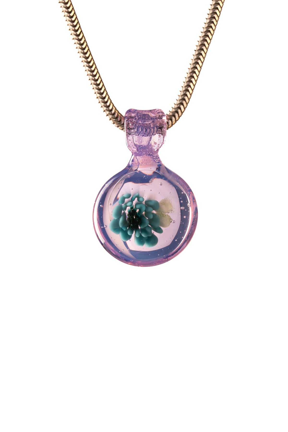 Kitty Meow Glass - Purple Flower Implosion Pendant