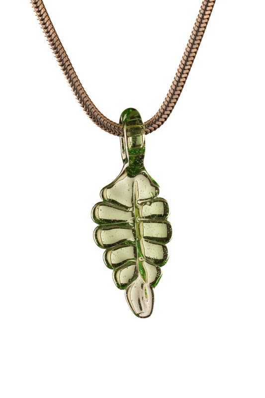 Kitty Meow Glass - Full Colour Leaf Pendant - 4