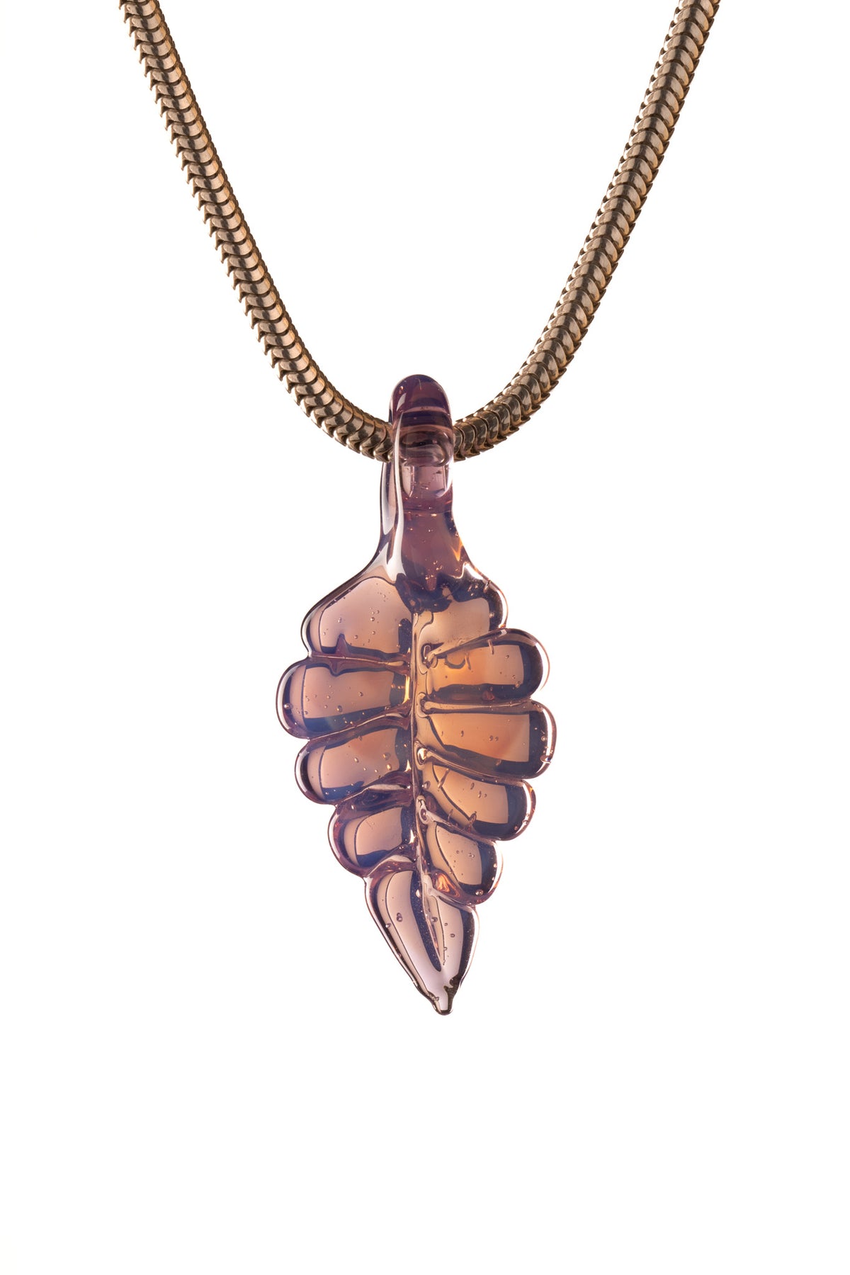 Kitty Meow Glass - Full Colour Leaf Pendant - 5