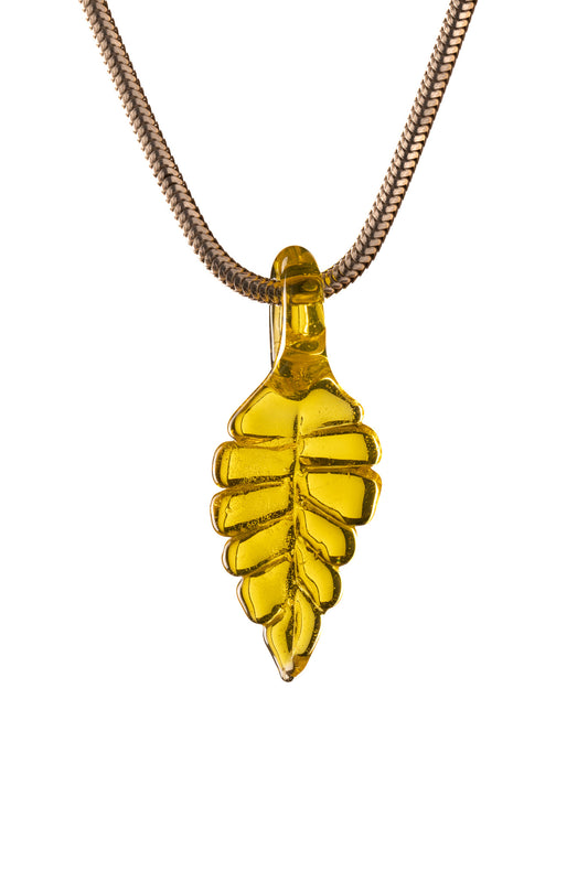 Kitty Meow Glass - Full Colour Leaf Pendant - 6