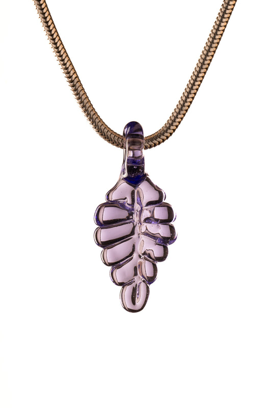 Kitty Meow Glass - Full Colour Leaf Pendant - 7