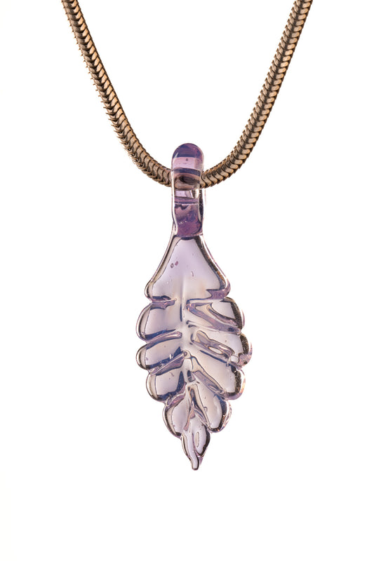 Kitty Meow Glass - Full Colour Leaf Pendant - 8
