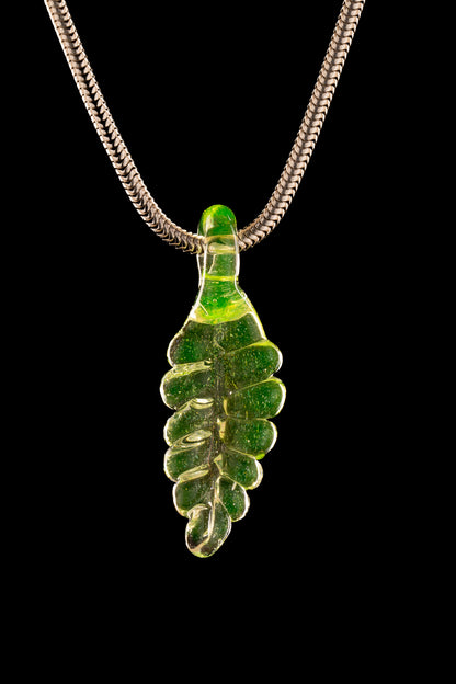 Kitty Meow Glass - Full Colour Leaf Pendant - 9