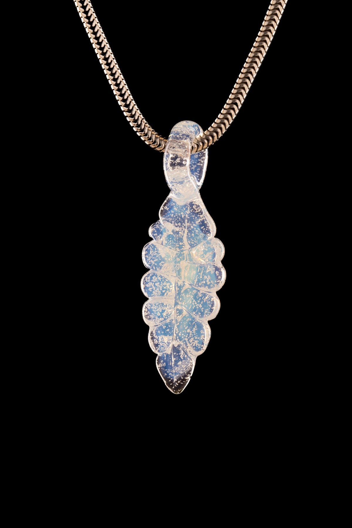 Kitty Meow Glass - Full Colour Leaf Pendant - 10