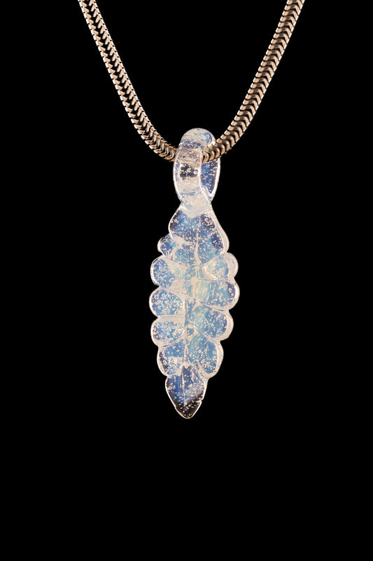 Kitty Meow Glass - Full Colour Leaf Pendant - 10