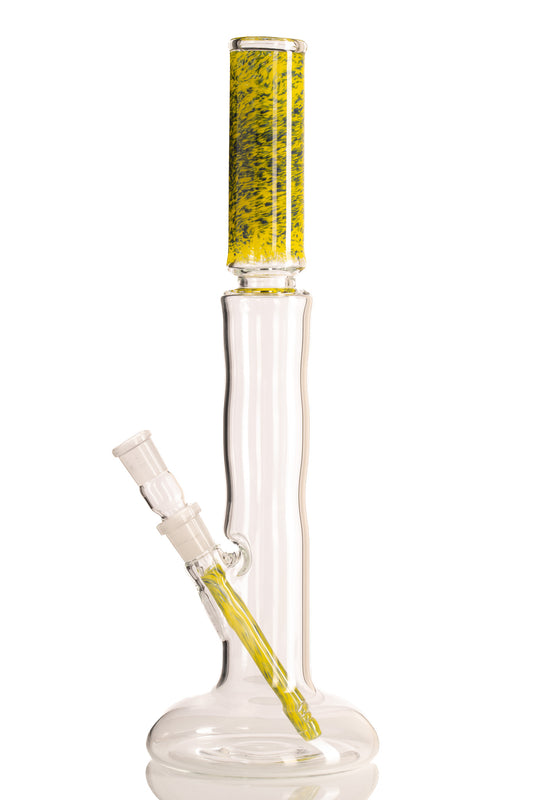 Mastah Glass - Hollow Foot Bong W/ Frit - Blue Slyme/Golden Rod