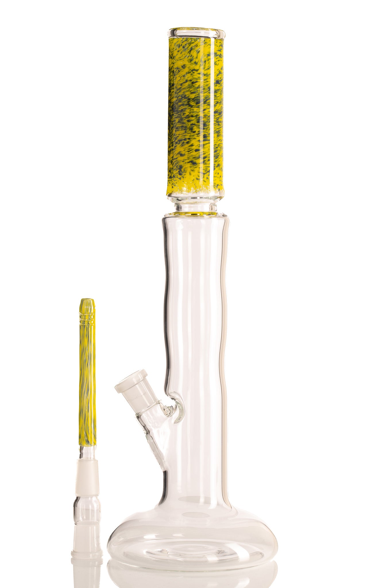 Mastah Glass - Hollow Foot Bong W/ Frit - Blue Slyme/Golden Rod