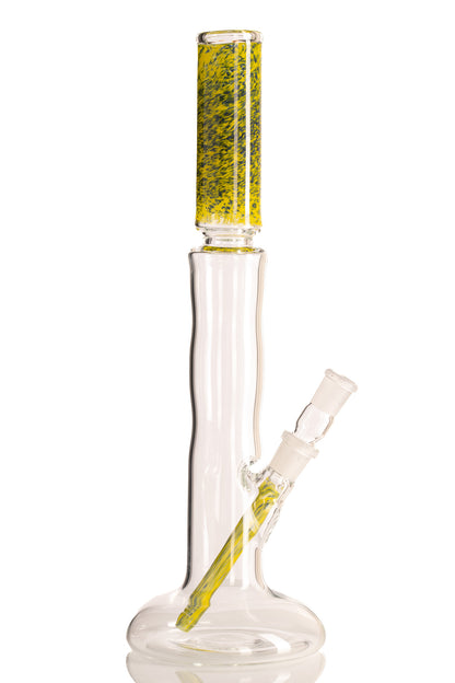Mastah Glass - Hollow Foot Bong W/ Frit - Blue Slyme/Golden Rod