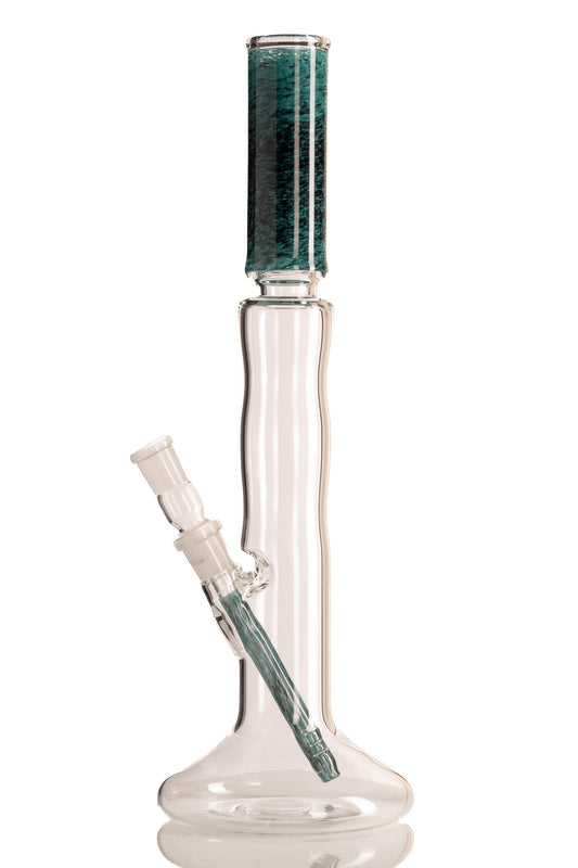 Mastah Glass - Hollow Foot Bong W/ Frit - Aqua Azul