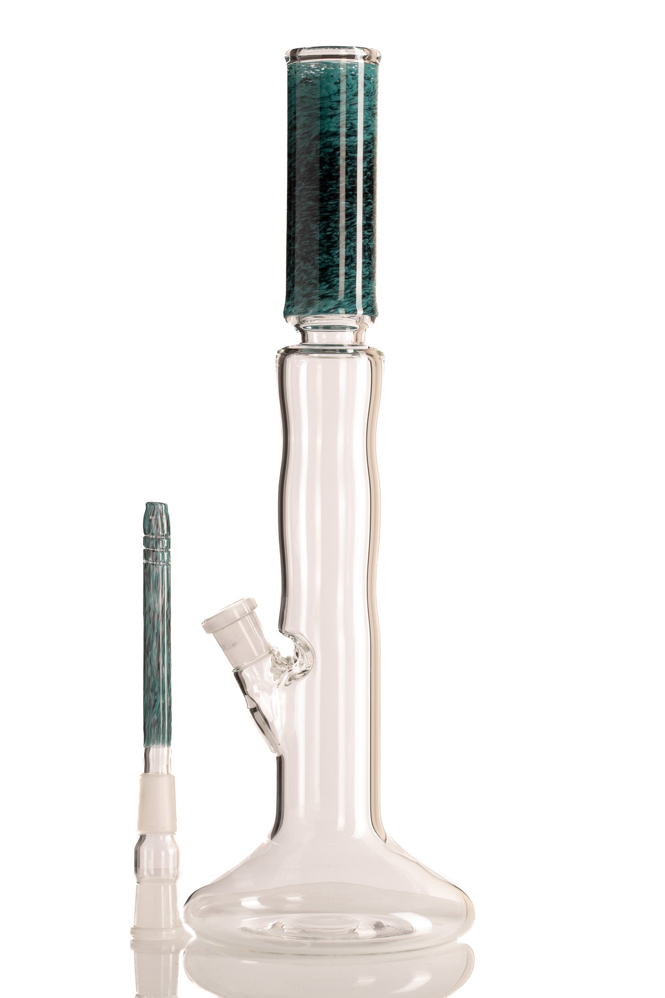 Mastah Glass - Hollow Foot Bong W/ Frit - Aqua Azul