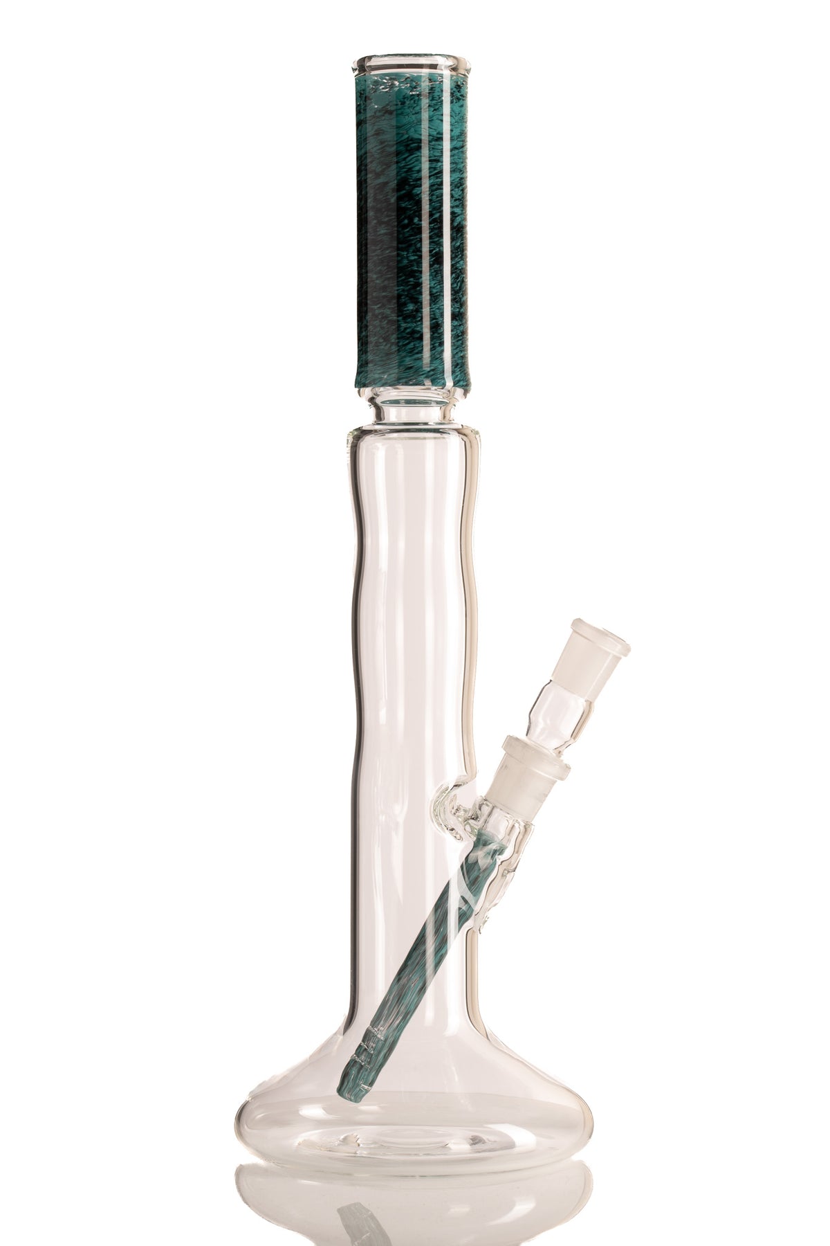 Mastah Glass - Hollow Foot Bong W/ Frit - Aqua Azul