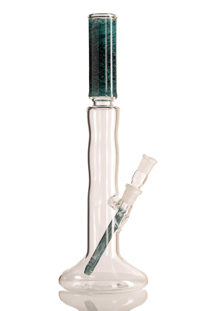 Mastah Glass - Hollow Foot Bong W/ Frit - Aqua Azul