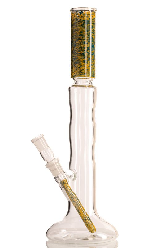 Mastah Glass - Hollow Foot Bong W/ Frit - Canary/Hyacinth