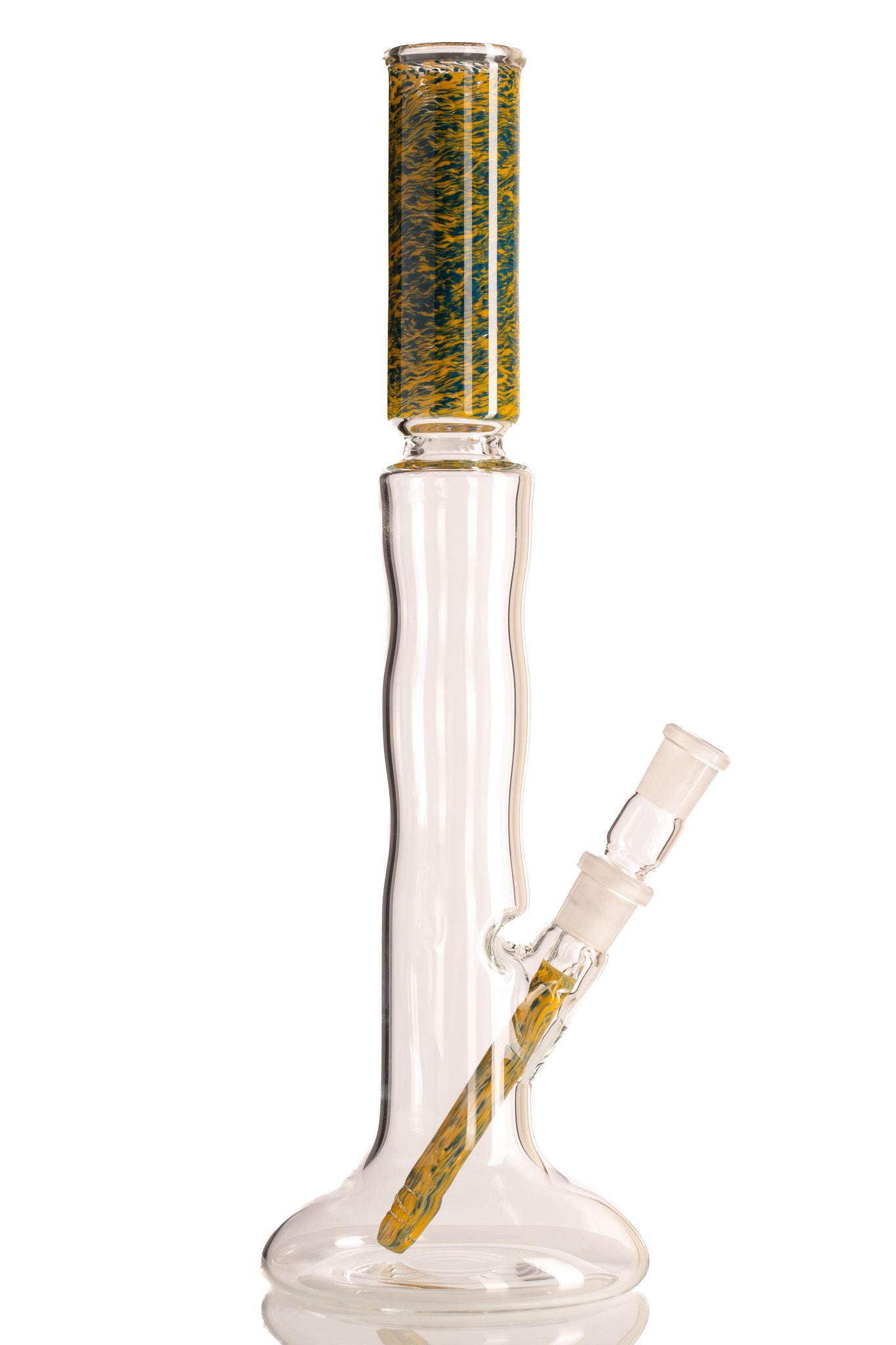 Mastah Glass - Hollow Foot Bong W/ Frit - Canary/Hyacinth