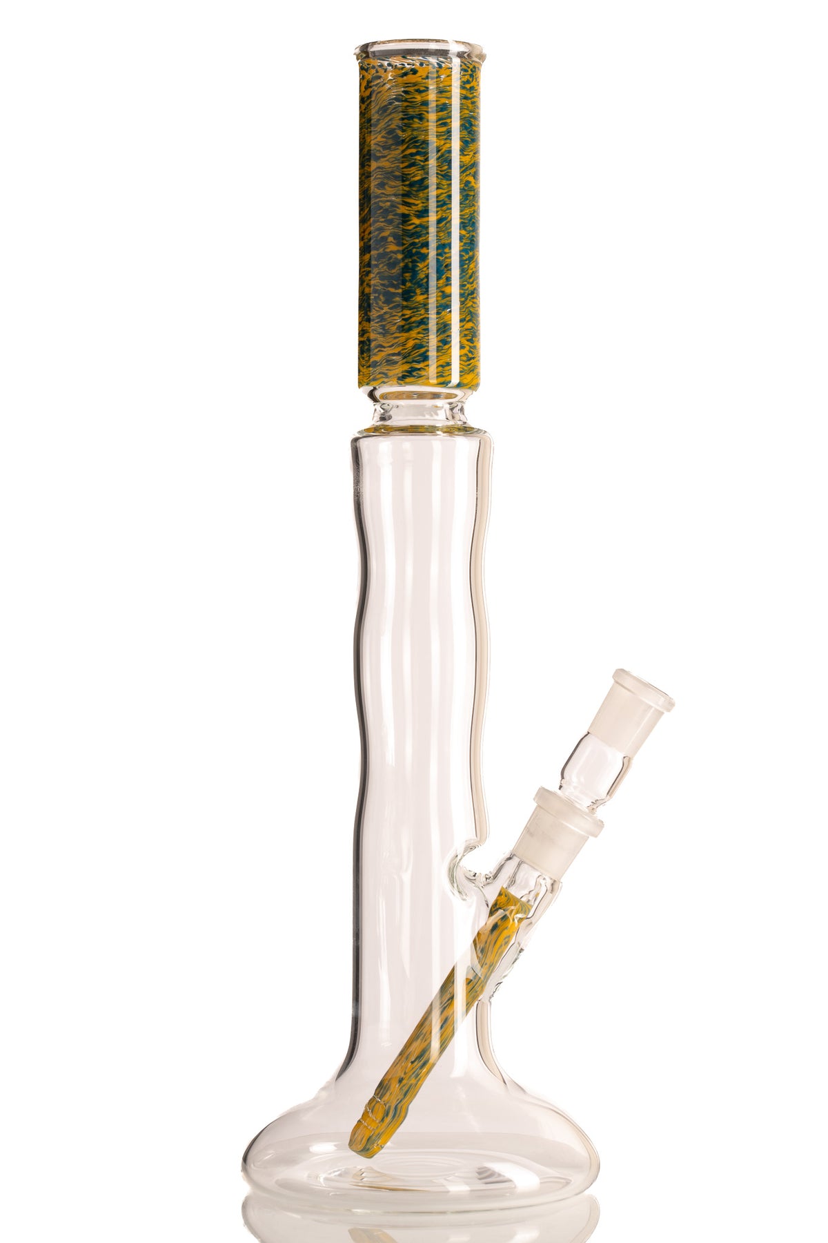 Mastah Glass - Hollow Foot Bong W/ Frit - Canary/Hyacinth