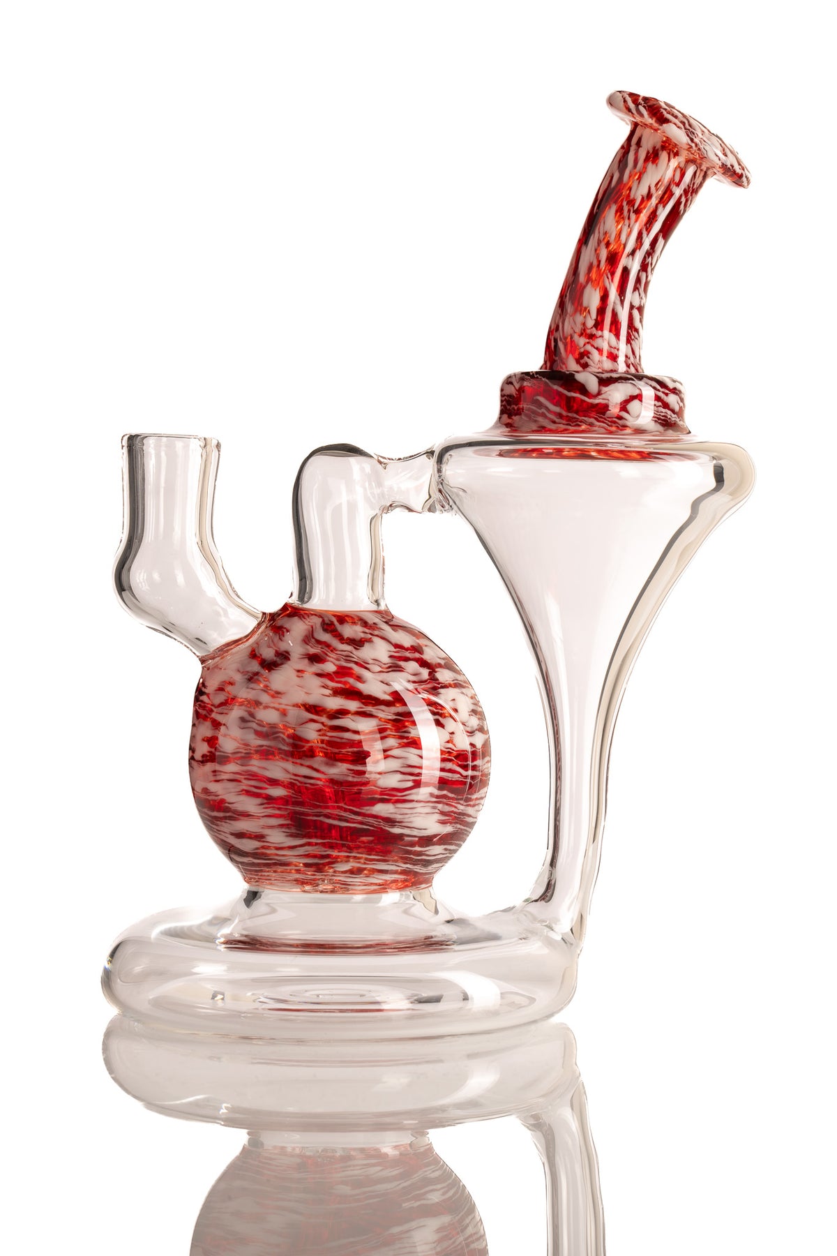 Mastah Glass - 14mm Recycler w/ Frit - Red Currant/White Sand