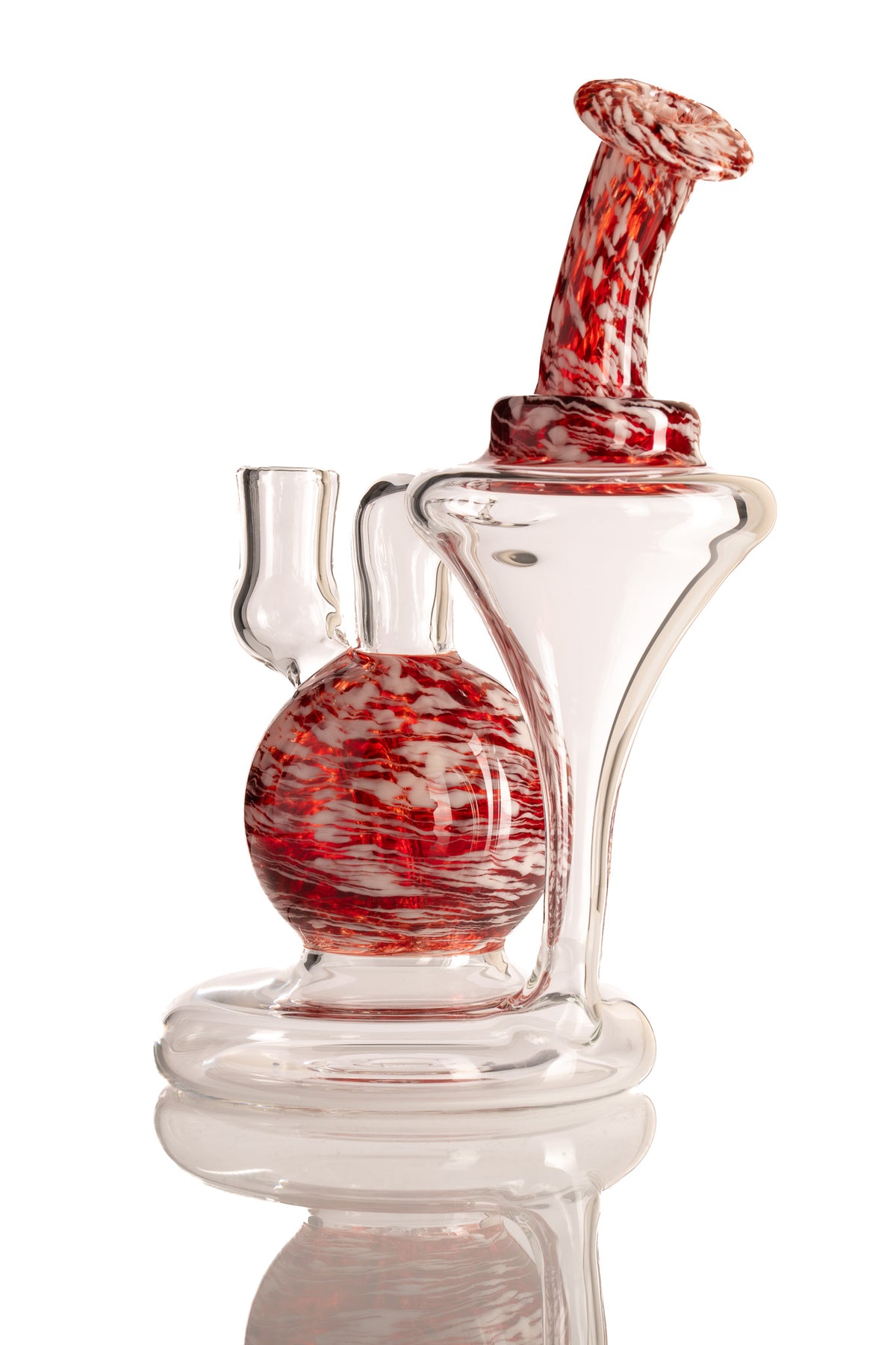 Mastah Glass - 14mm Recycler w/ Frit - Red Currant/White Sand
