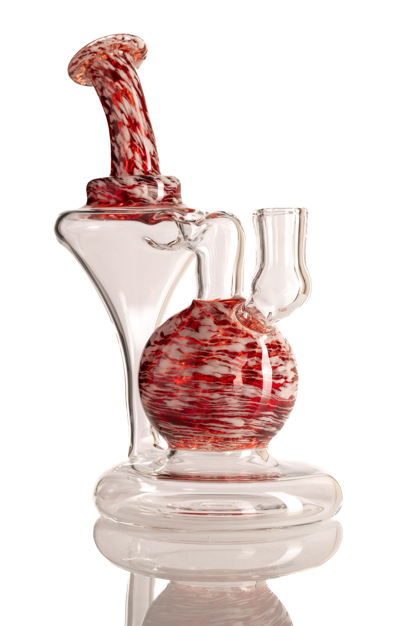 Mastah Glass - 14mm Recycler w/ Frit - Red Currant/White Sand