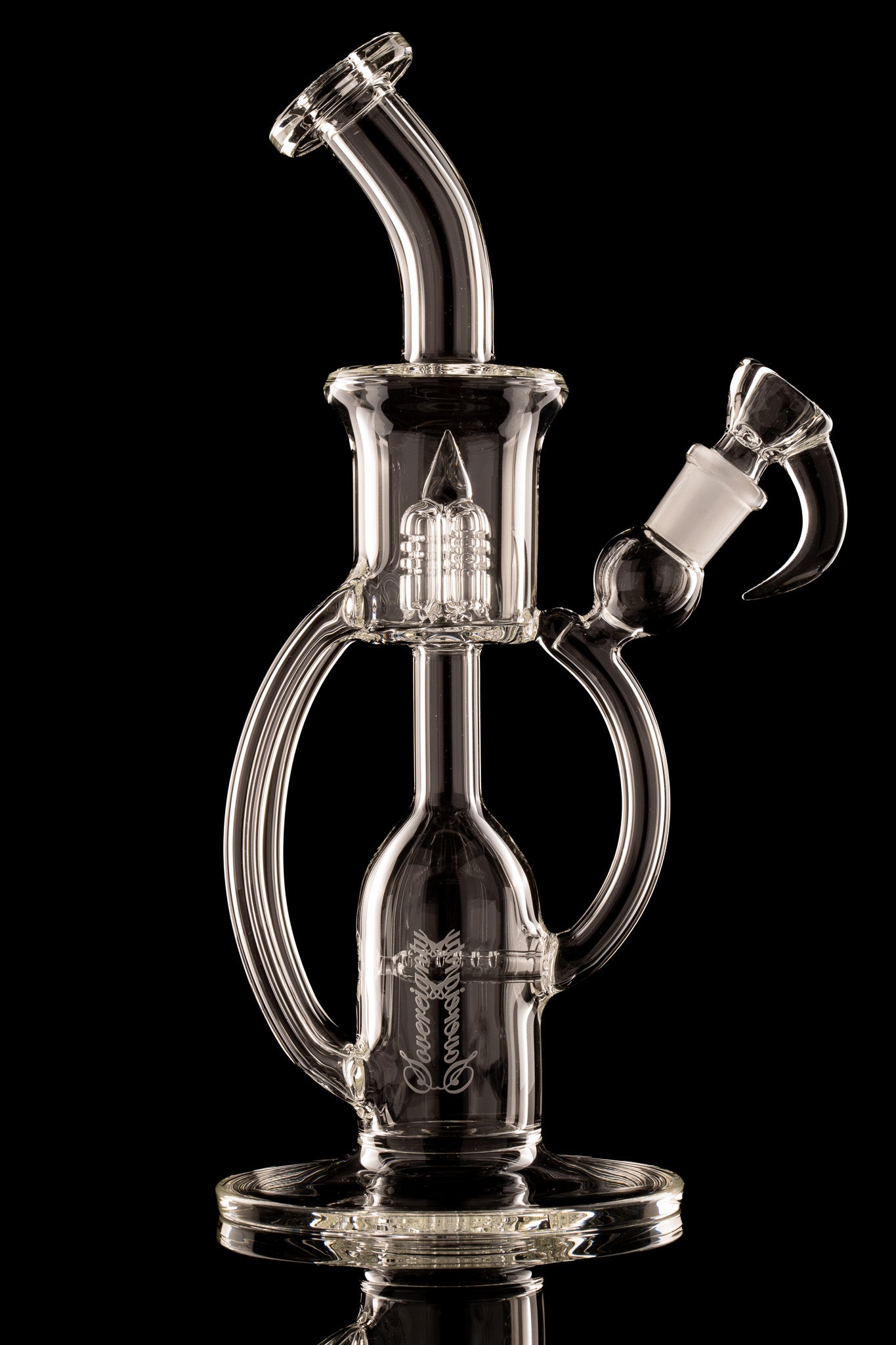 Sovereignty - Clear - Dual Drain Mini Hornet - Upgrid 8mm 6 Cut Stemline to Inverted 4 Splashguard