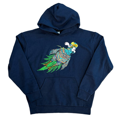 Baked Goods X Jason Portante - Premium Embroidered Flying Turkey Hoodie - Navy