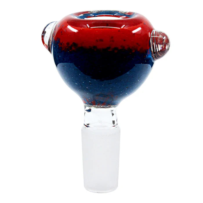 14mm 1 Hole Colour Split Glass Bowl - Blue/Red