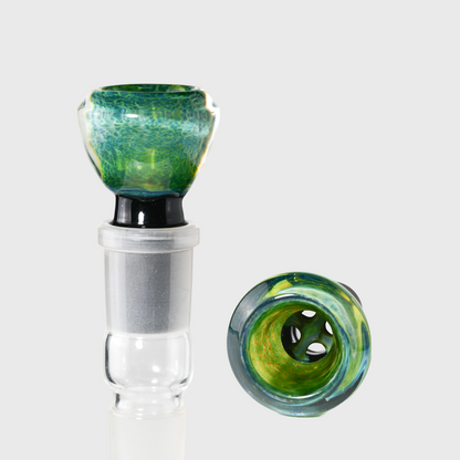 Dig Glassworks - 18mm Frit x Clear Extra Thicc Dragons Eye 4-Hole Slide