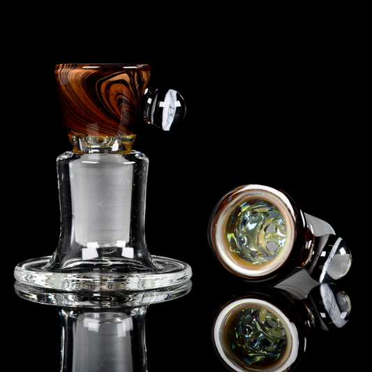 Blitzkriega Glass - 18mm 4 Hole Wood Grain Tech Slide W/ Blitzkriega Millie - 2