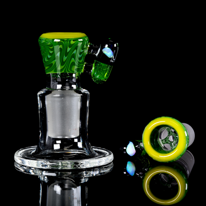 Eckardt Glass - 18mm 5 Hole Green Chill Pill Slide - 3