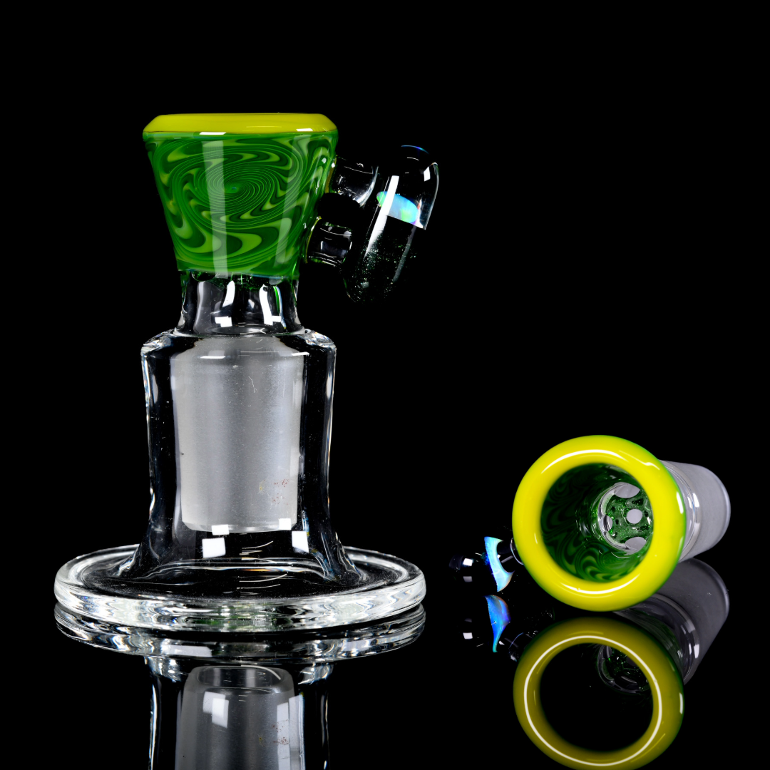 Eckardt Glass - 18mm 5 Hole Green Chill Pill Slide - 4