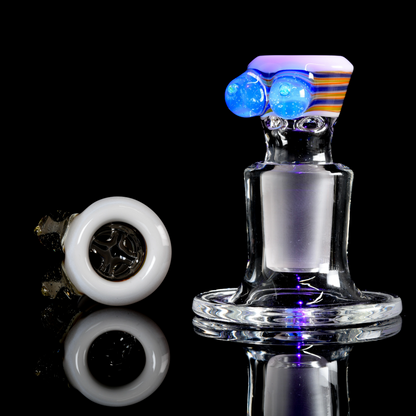 Titz Glass - 18mm Line Worked 4 Hole Titty Slide - 3