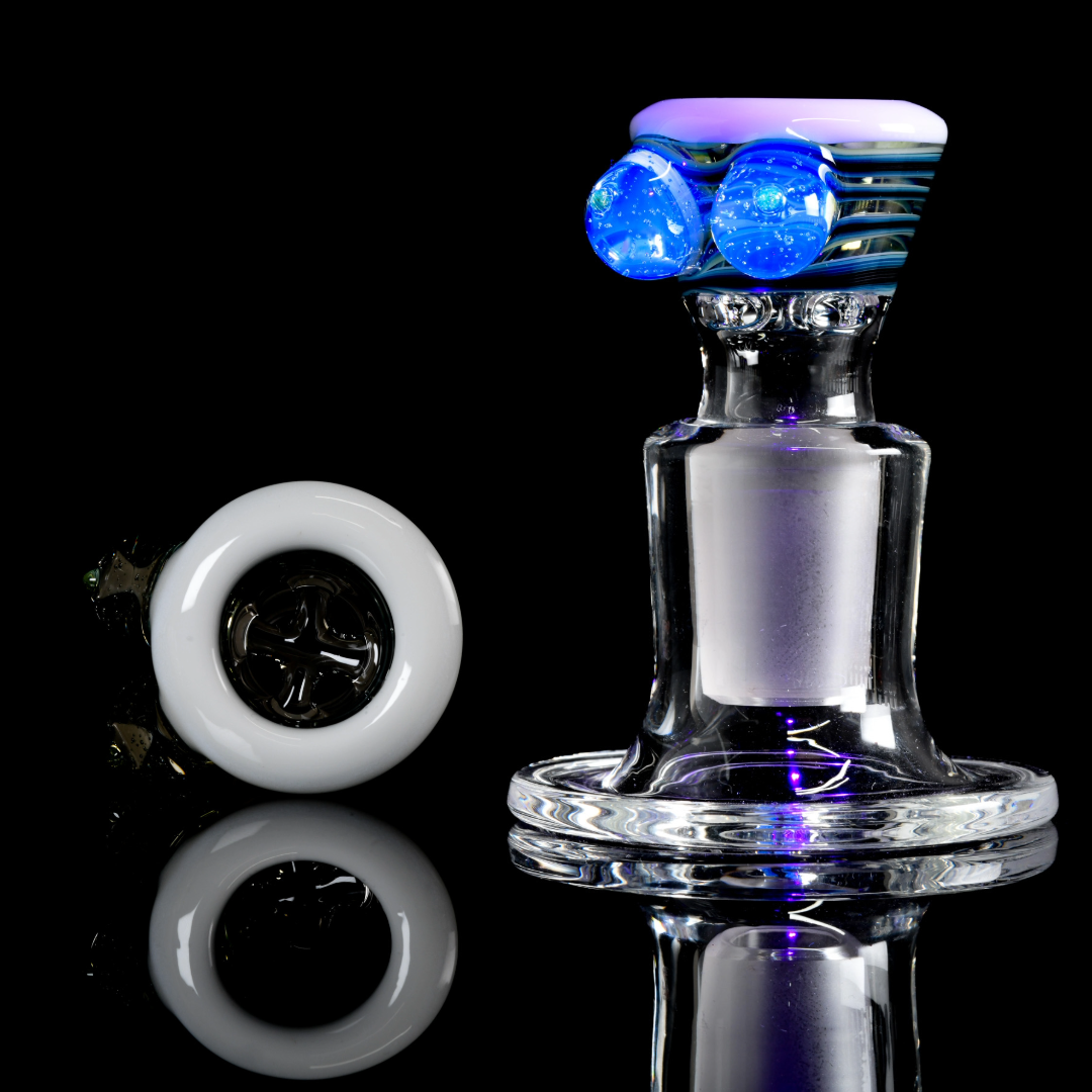 Titz Glass - 18mm Line Worked 4 Hole Titty Slide - 4