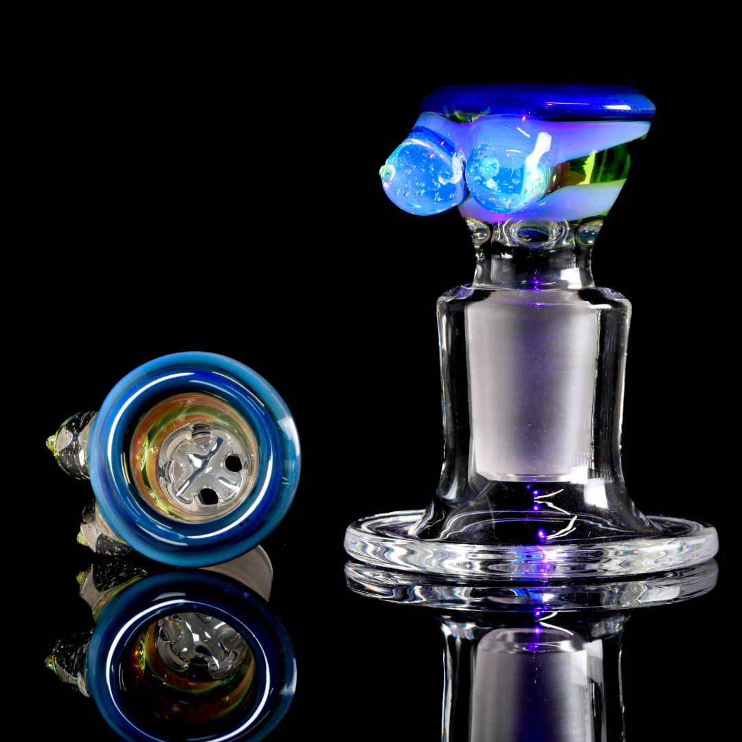 Titz Glass - 18mm Line Worked 4 Hole Titty Slide - 5