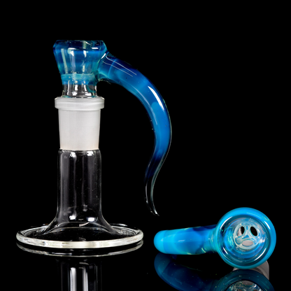 Asu Glass - 18mm 3 Hole Horn Slide - Aquamania V1