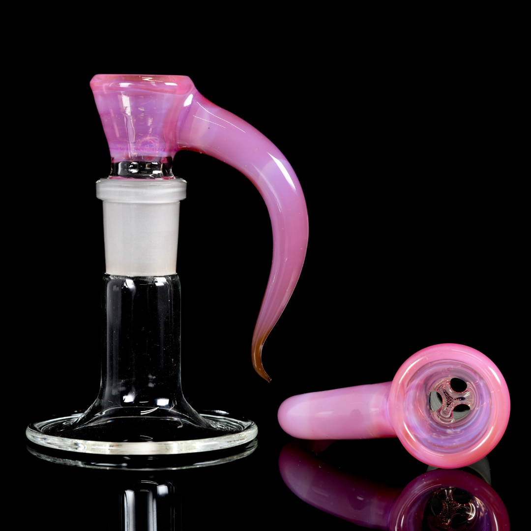 Asu Glass - 18mm 3 Hole Horn Slide - Peach Opal