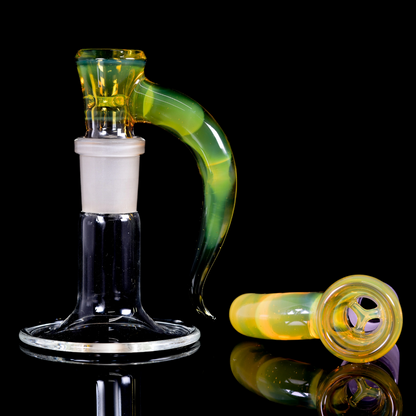 Asu Glass - 18mm 3 Hole Horn Slide - Olive Oil