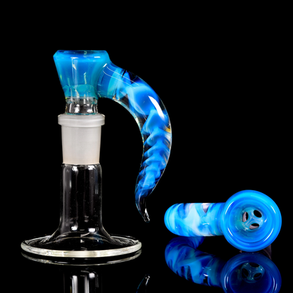 Asu Glass - 18mm 3 Hole Cane Horn Slide - Marina