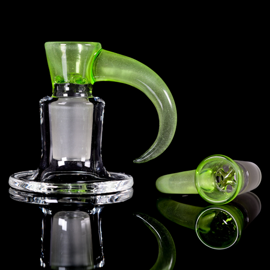 Ure Glass - 18mm 4 Hole Horn Slide - Haterade Over White Satin