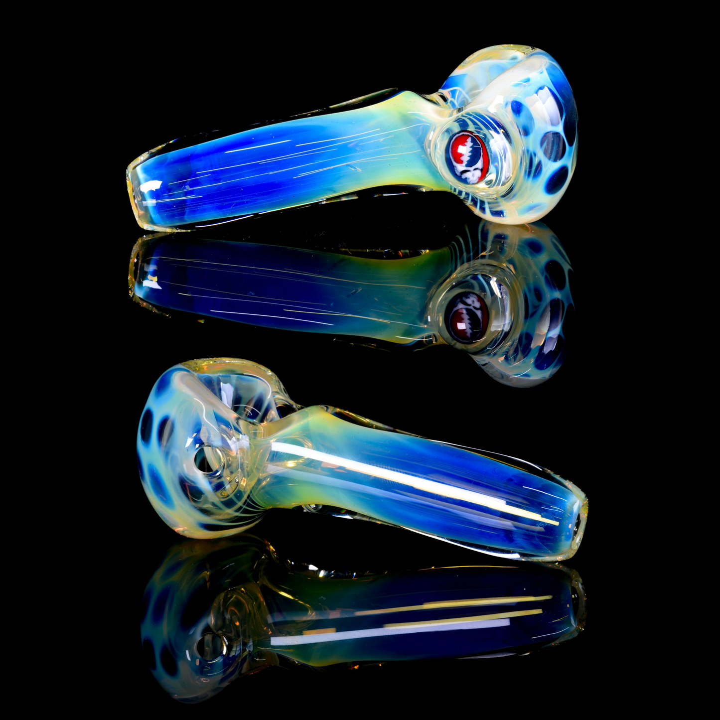 Tombstoned Glass - Fumed Honeycomb Grateful Dead Spoon Pipe - 1
