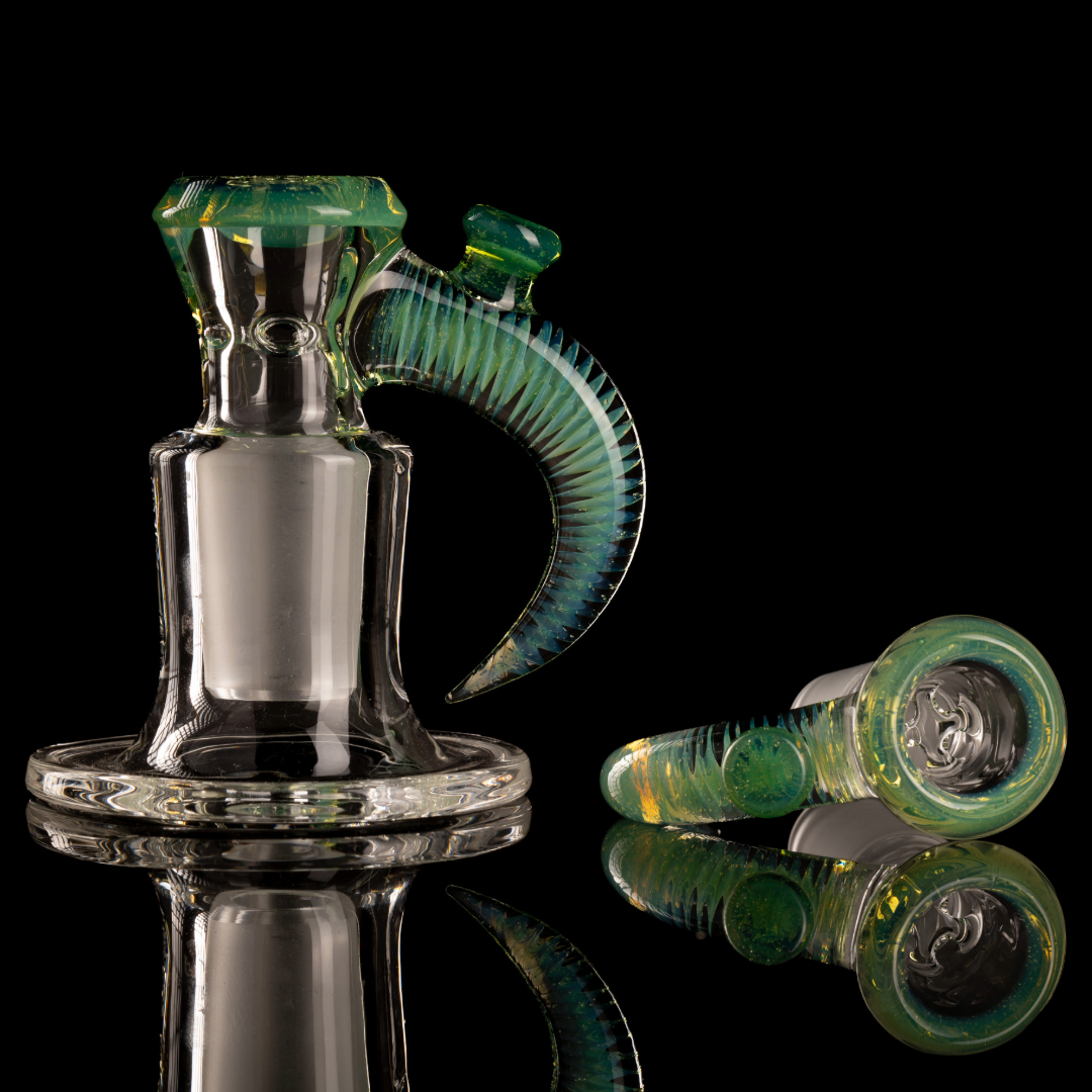 Jamms Glass - 18mm 4-Hole Clear Base w/ Colour and Lip Handle - Sea Slyme