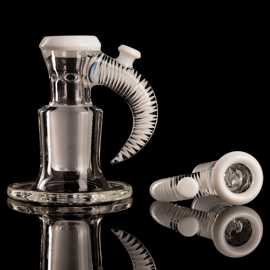 Jamms Glass - 18mm 4-Hole Clear Base w/ Colour and Lip Handle - Lotus White