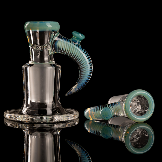 Jamms Glass - 18mm 4-Hole Clear Base w/ Colour and Lip Handle - Aguamania
