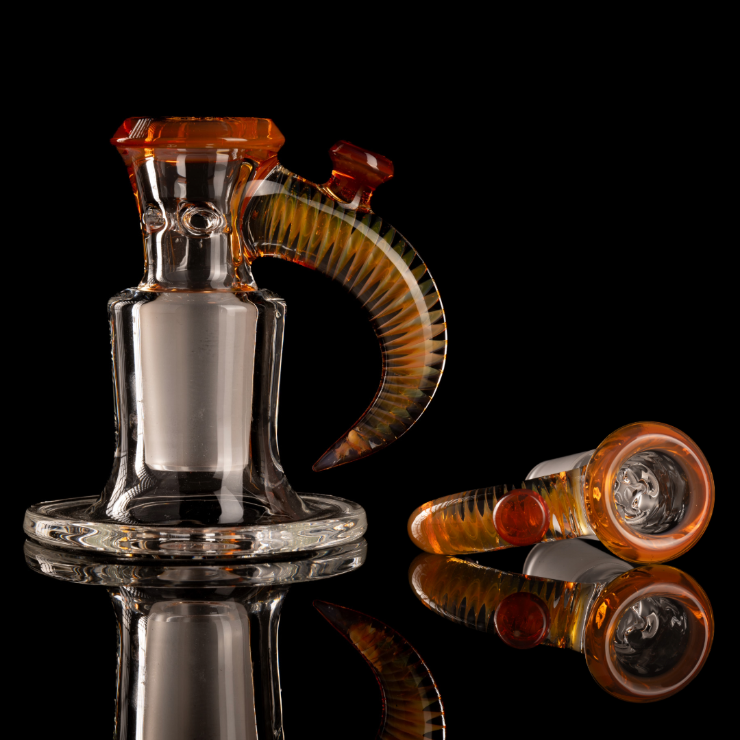 Jamms Glass - 18mm 4-Hole Clear Base w/ Colour and Lip Handle - Jupiter