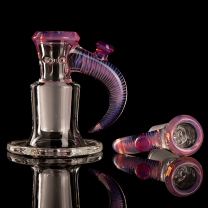 Jamms Glass - 18mm 4-Hole Clear Base w/ Colour and Lip Handle - Karmaline