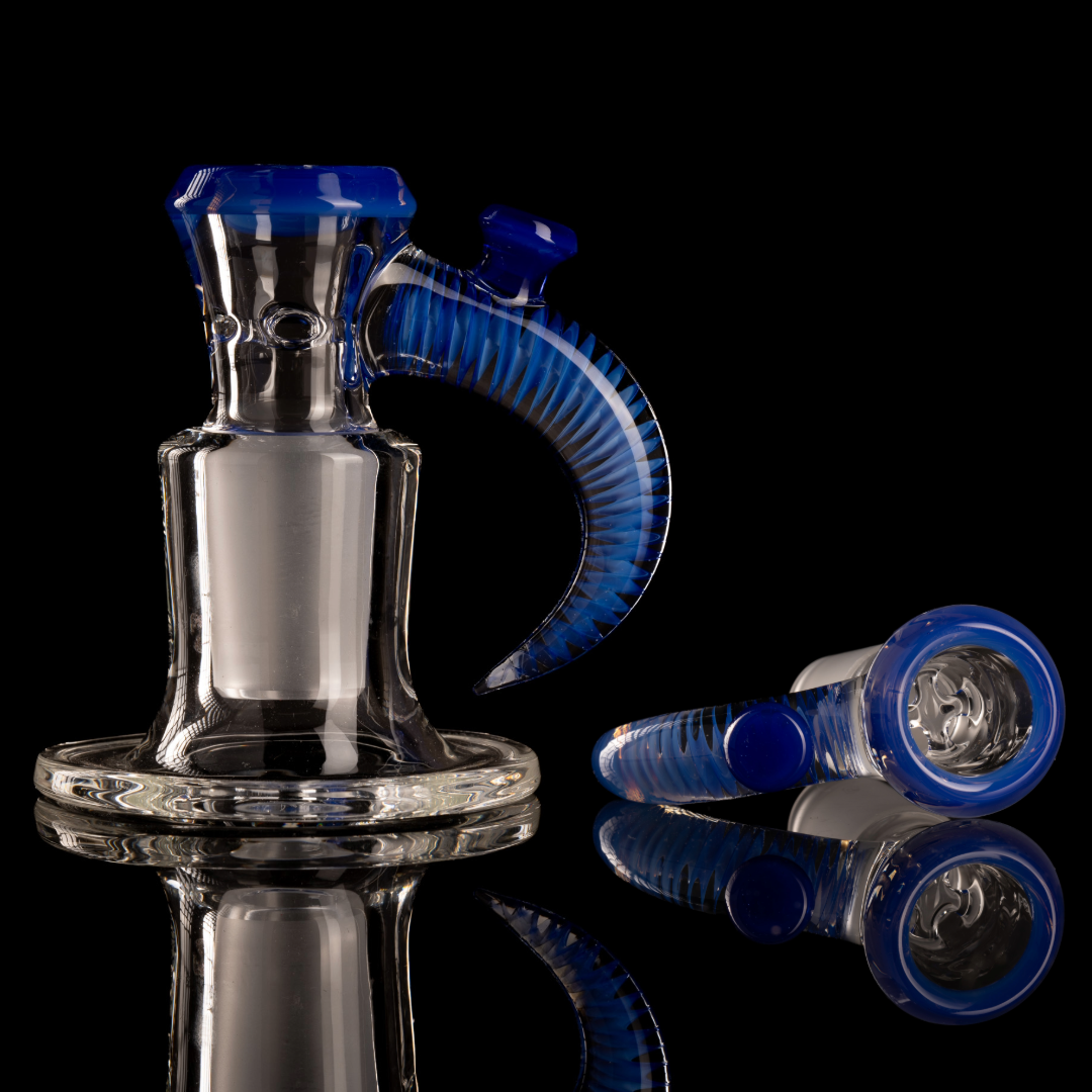 Jamms Glass - 18mm 4-Hole Clear Base w/ Colour and Lip Handle - Sonic