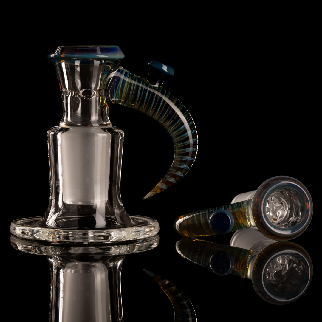 Jamms Glass - 18mm 4-Hole Clear Base w/ Colour and Lip Handle - Dark Blue Ap