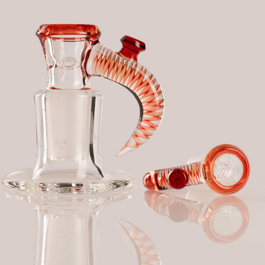 Jamms Glass - 18mm 4-Hole Clear Base w/ Colour and Lip Handle - Pomegranate