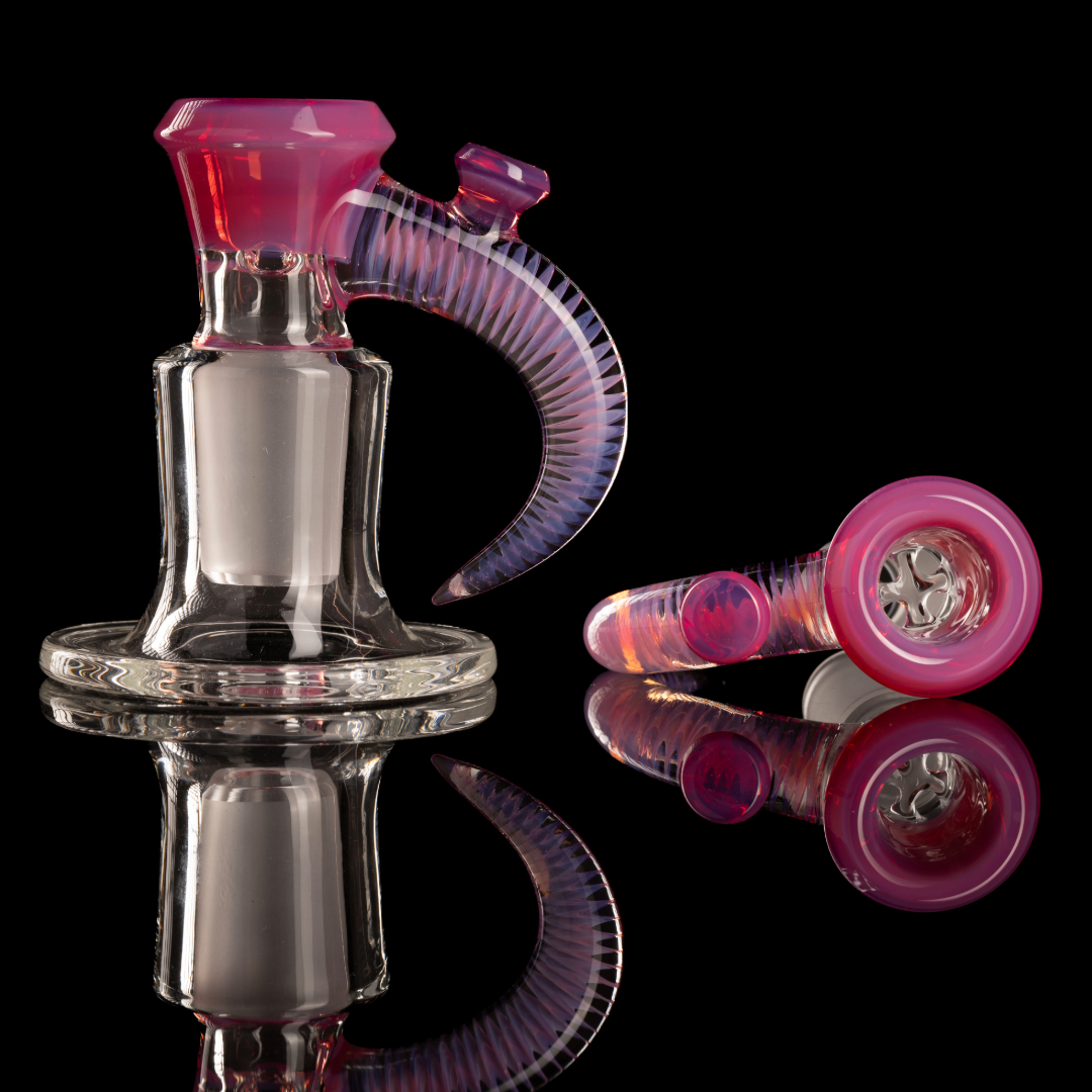 Jamms Glass - 18mm 4-Hole Straight Color Slide w/ Cane Handle - Karmaline