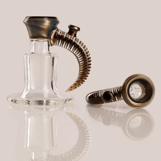 Jamms Glass - 18mm 4-Hole Straight Color Slide w/ Cane Handle - Electrum