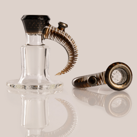 Jamms Glass - 18mm 4-Hole Honeycome Slide w/ Cane Handle - Electrum