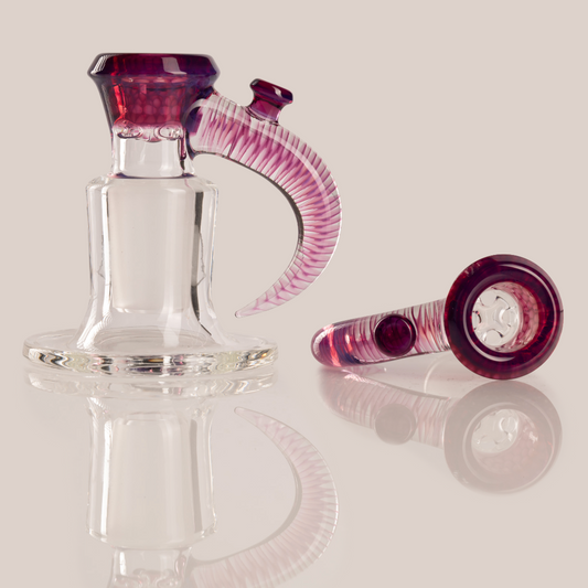 Jamms Glass - 18mm 4-Hole Honeycome Slide w/ Cane Handle - Royal Jelly